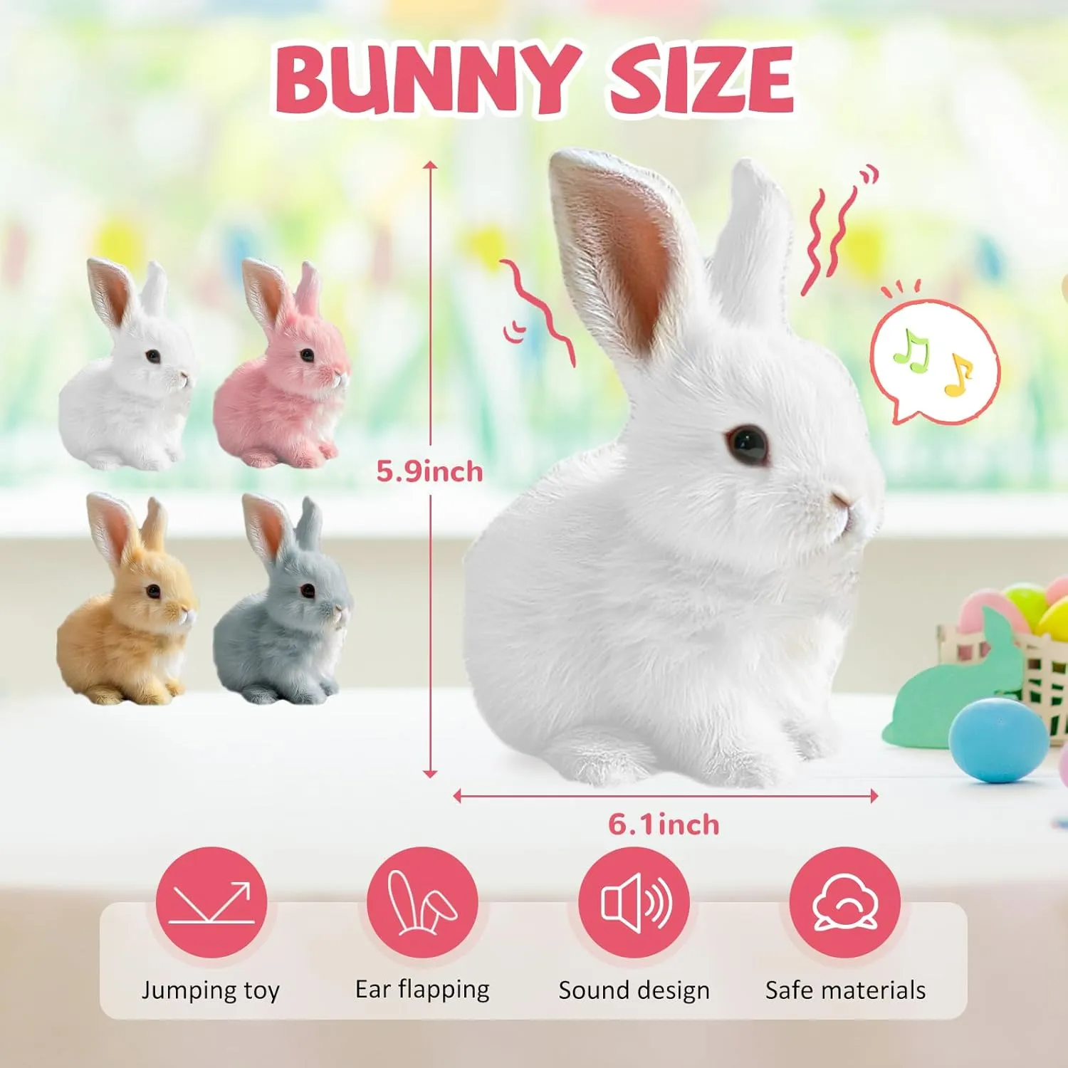 My Realistic Bunny Toy, 2025 Upgraded Interactive Easter Bunny Toy, Hopping Easter Basket Stuffers Animal, Can Walk and Talk Shaking Ears Realistic Bunnies Plush Easter Gifts for Kids (Brown)