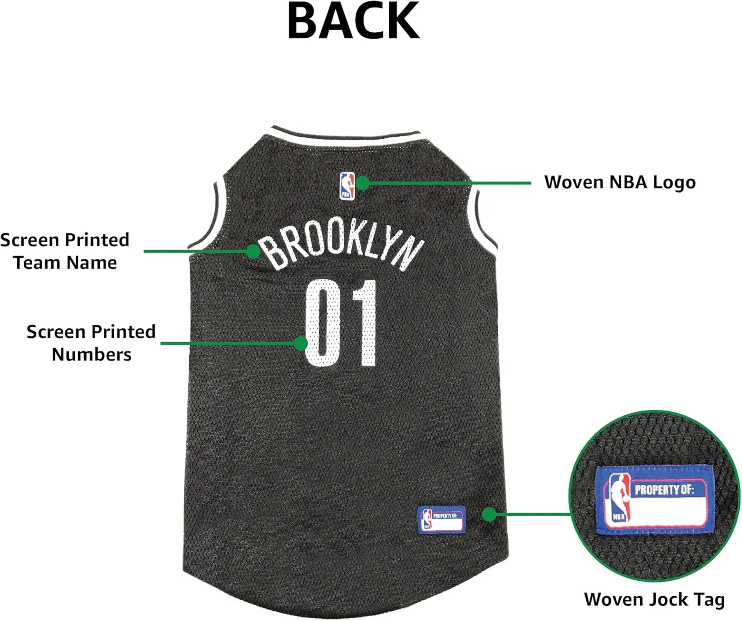 NBA PET Jersey Brooklyn NETS Basketball Dog Jersey, Large. Best Licensed Basketball Jersey for The Real Four-Legged Fan!