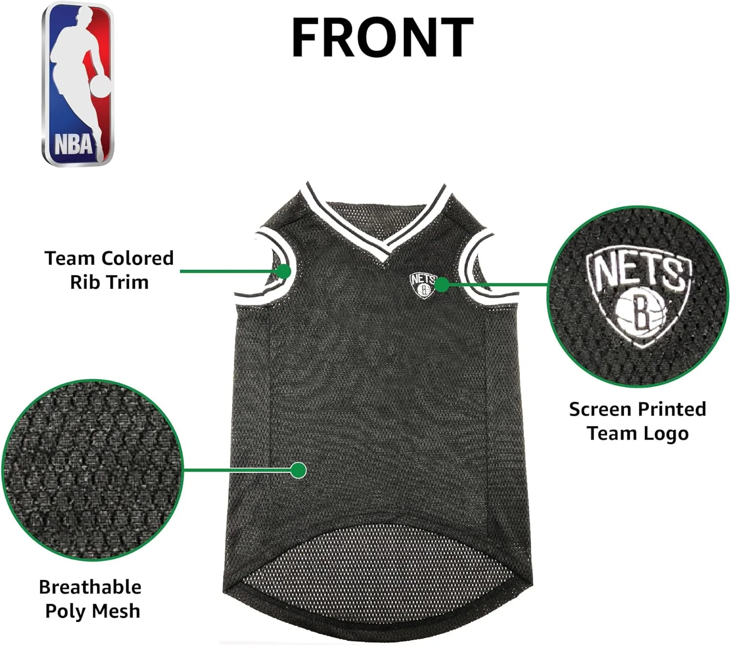 NBA PET Jersey Brooklyn NETS Basketball Dog Jersey, X-Large. Best Licensed Basketball Jersey for The Real Four-Legged Fan!