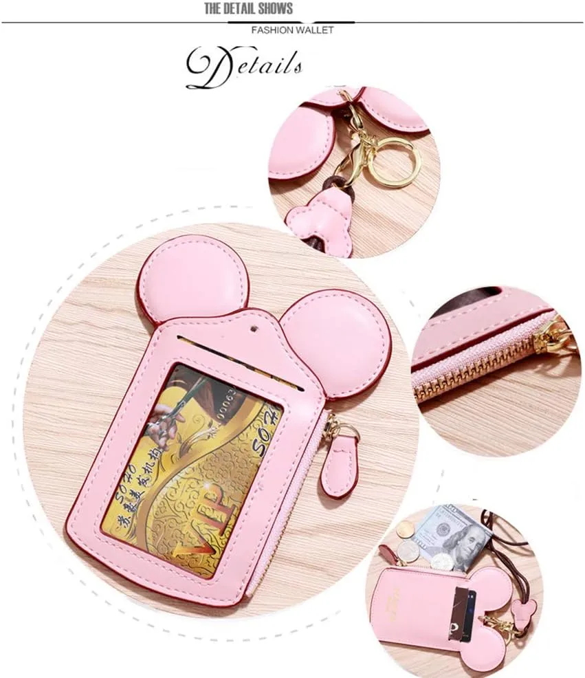 Neck Pouch,Trend Small Travel Leather Student ID Card Holder Lanyard Neck Pouch Bag With Coin Wallet Purse for Students Women Kids Girls