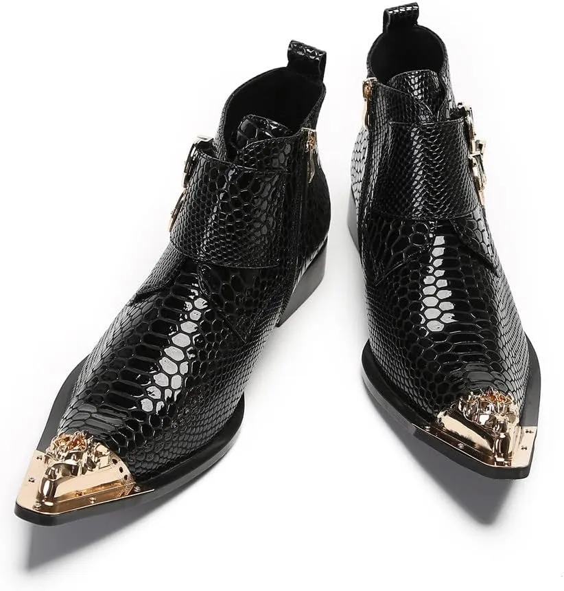 New Ankle Boots for Men Club Party Holiday for Show Pure Genuine Leather The First Layer of Cowhide