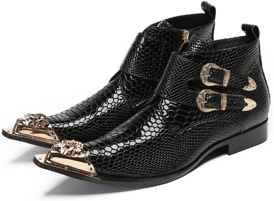 New Ankle Boots for Men Club Party Holiday for Show Pure Genuine Leather The First Layer of Cowhide