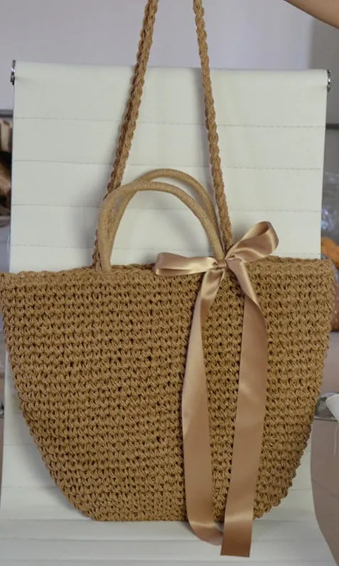 New straw bag shoulder portable handbags beach woven straw bag