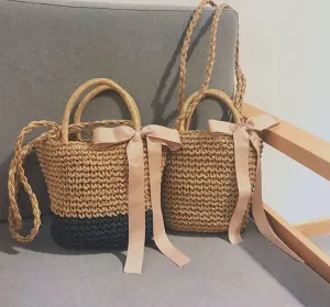 New straw bag shoulder portable handbags beach woven straw bag