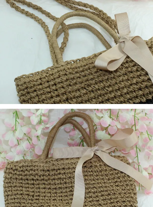 New straw bag shoulder portable handbags beach woven straw bag