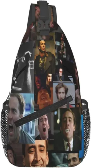 Nic-olas Cage Crossbody Bag Sling Shoulder Backpack, for Outdoor Travel,Sports,Camping,Hiking,Shoulder Bags