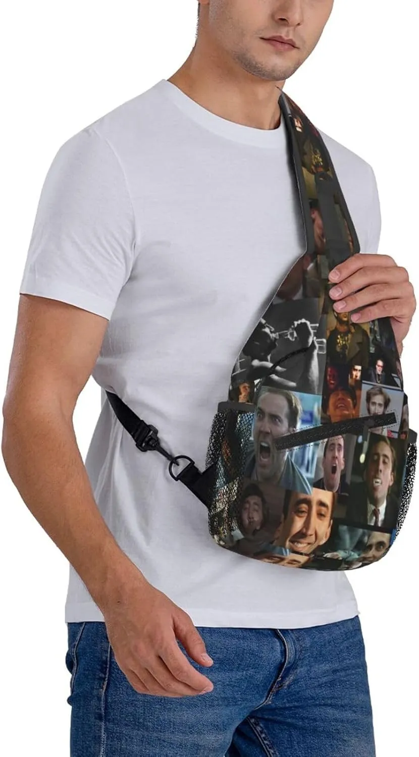 Nic-olas Cage Crossbody Bag Sling Shoulder Backpack, for Outdoor Travel,Sports,Camping,Hiking,Shoulder Bags