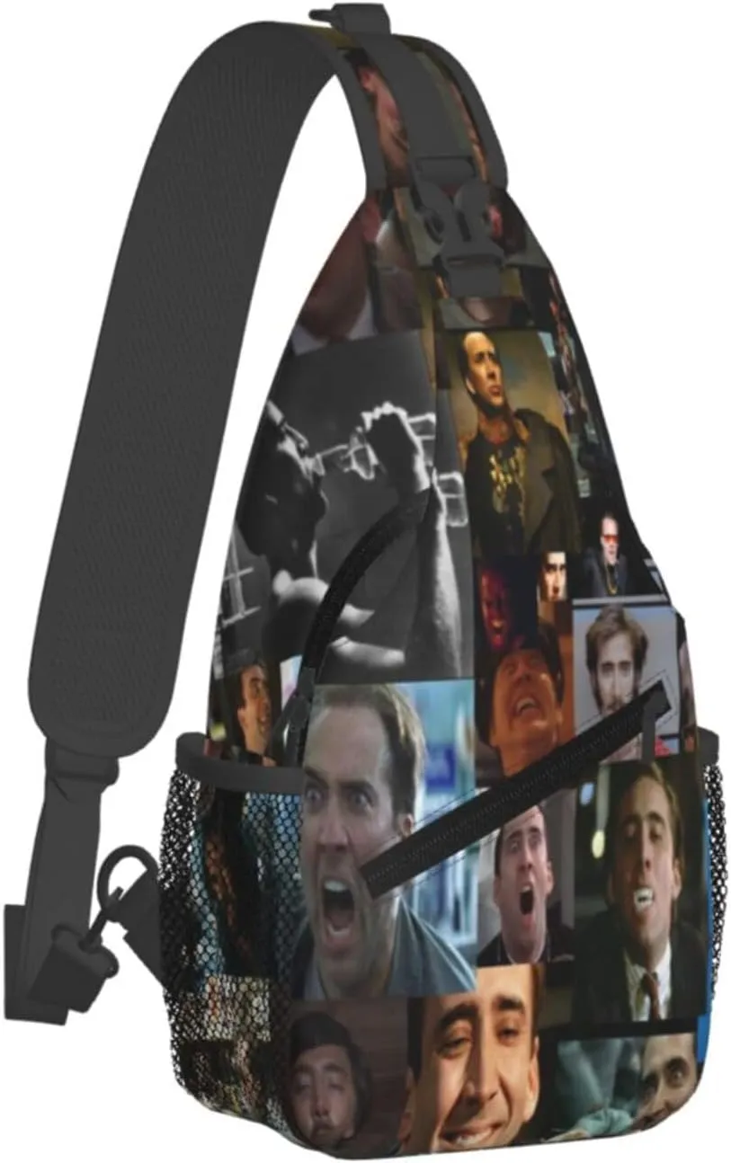 Nic-olas Cage Crossbody Bag Sling Shoulder Backpack, for Outdoor Travel,Sports,Camping,Hiking,Shoulder Bags