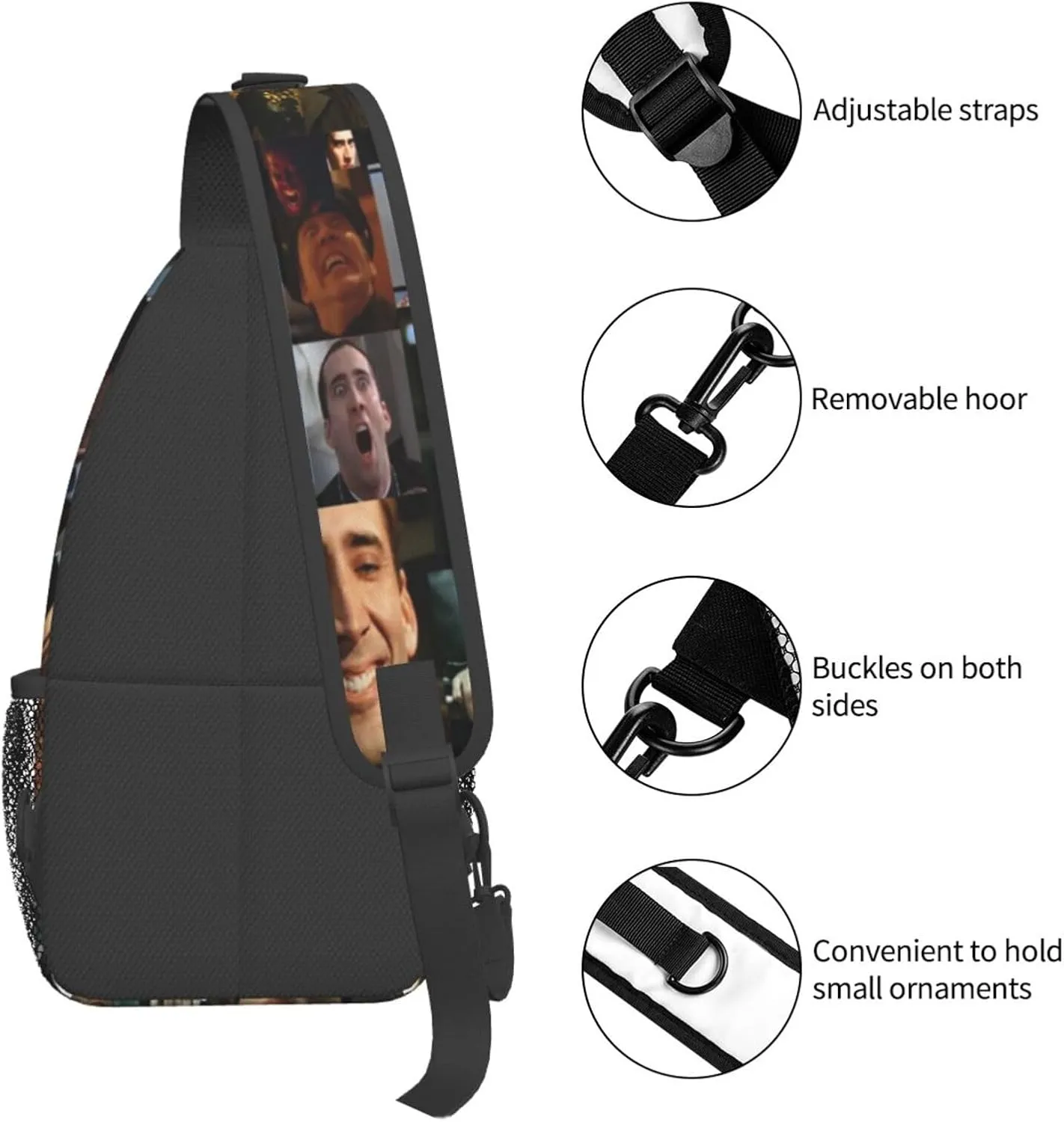 Nic-olas Cage Crossbody Bag Sling Shoulder Backpack, for Outdoor Travel,Sports,Camping,Hiking,Shoulder Bags