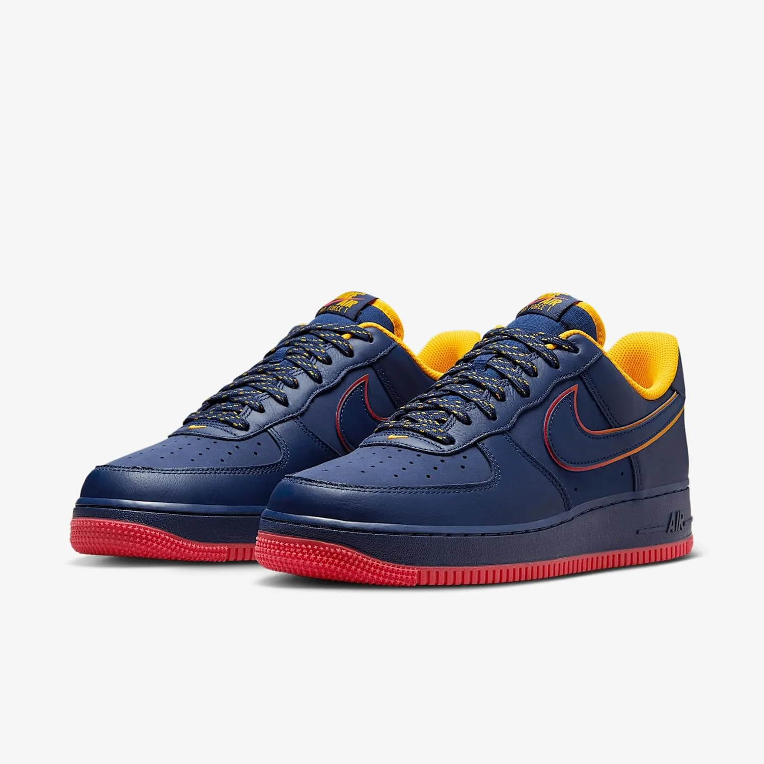 Nike Air Force 1 '07 LV8 Men's Shoes (HV5752-410, Midnight Navy/Light Crimson/University Gold/Blue Void)