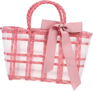 NOLITOY Transparent Woven Beach Bag for Women Stylish Summer Handbag Portable Storage Tote for Beach Travel and Everyday Use