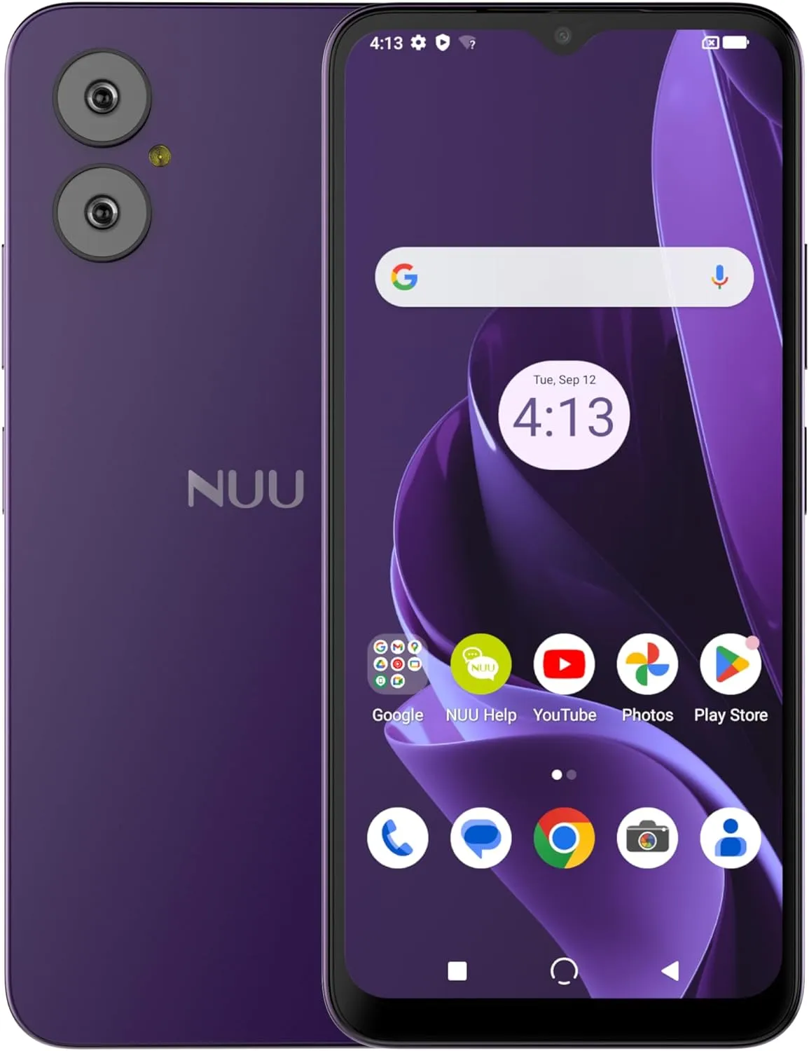 NUU A15 Cell Phone 4GB   128GB, Unlocked for Mint, Metro, T-Mobile, Qlink and More, Perfect for Teenagers, Dual SIM 4G, Octa-Core Helio G36 2.2GHz 6.5" HD , Android 13, Purple, US Warranty