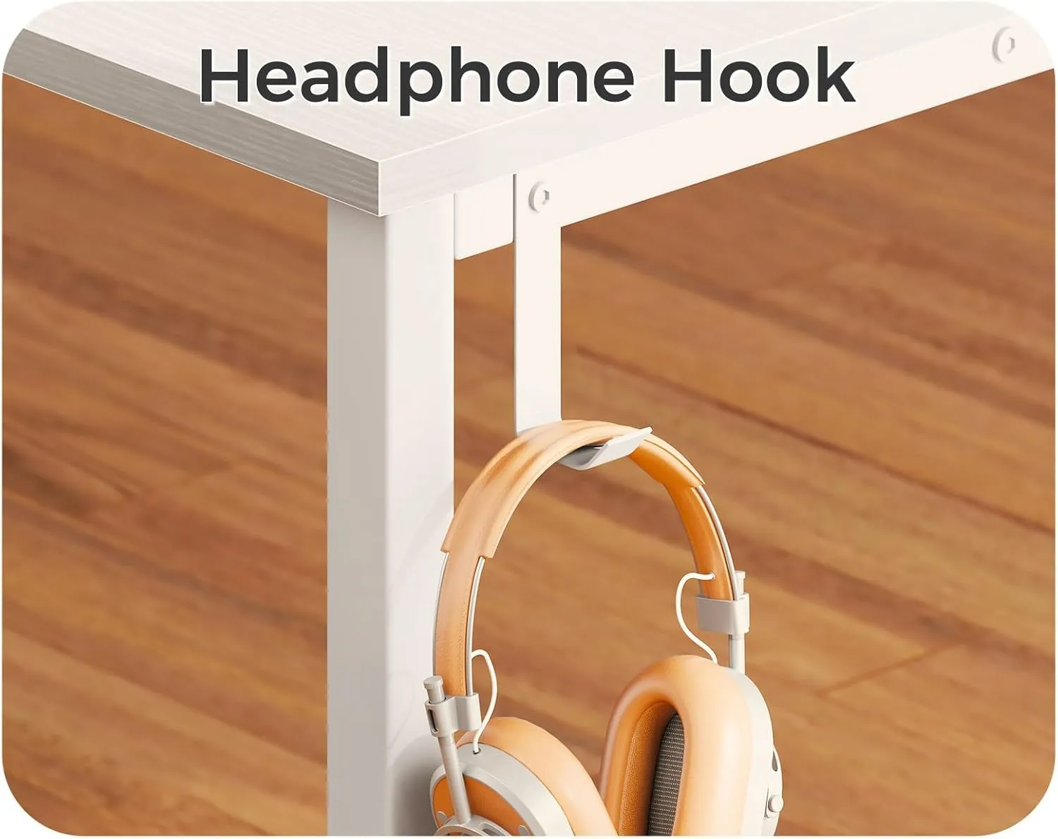 ODK Computer Desk - 48 Inch Office Writing Desk for Home, Student Study Desk with Storage Bag, Headphone Hook & Power Outlets, Modern Simple Table for Bedroom, White