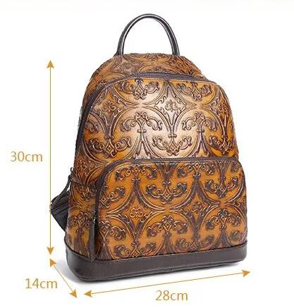 Ohja Wax Embossed Leather Travel Backpack by Wolph