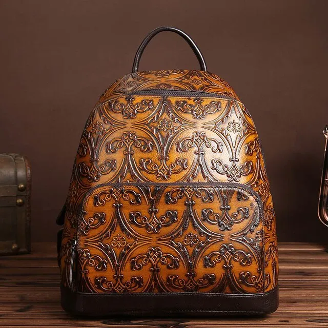 Ohja Wax Embossed Leather Travel Backpack by Wolph