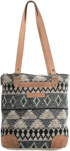 OHV280 TOTE Upcycled Wool Upcycled Canvas Genuine Leather women bag western handbag purse