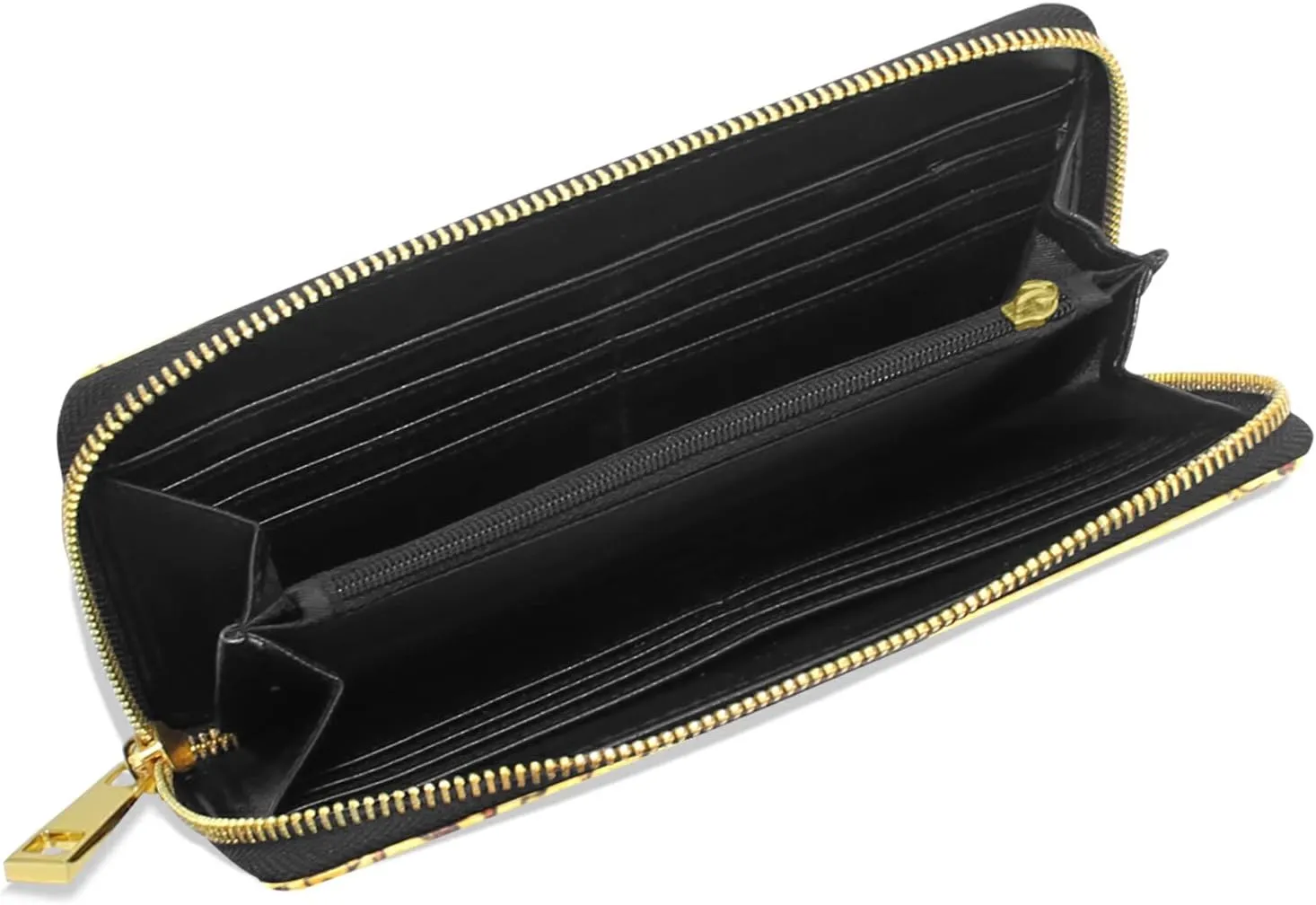 Old Egyptian Papyrus and Hieroglyph Retro Vintage Style Leather Long Wallet Organizer with Zipper Purse Clutch Bag for Women Men
