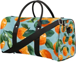 Orange Fruit Travel Duffel bag for Men Women Weekender Overnight Bag Gym Bag Carry On Luggage Bags for Yoga Workout Sports