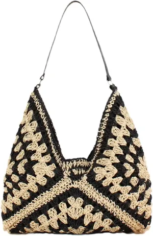 Orgonite Straw Hobo Bags for Women, Vintage Straw Tote Bag, Summer Beach Shoulder Bag, Handwoven Handbag for Travel Work