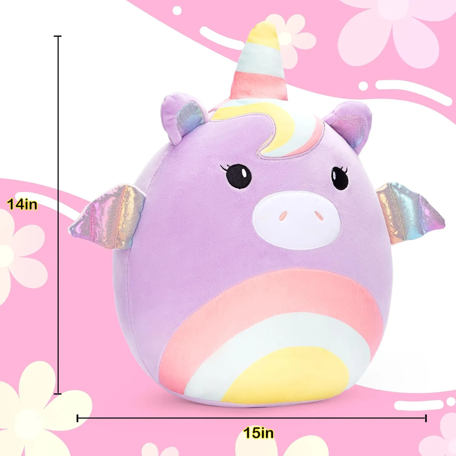Original 14-Inch Large Unicorn Plush Stuffed Animal Toys,Big Size Cute Soft Kawaii Hugging Cuddle Huggable Plushie,Gift for Kids Girls Boys