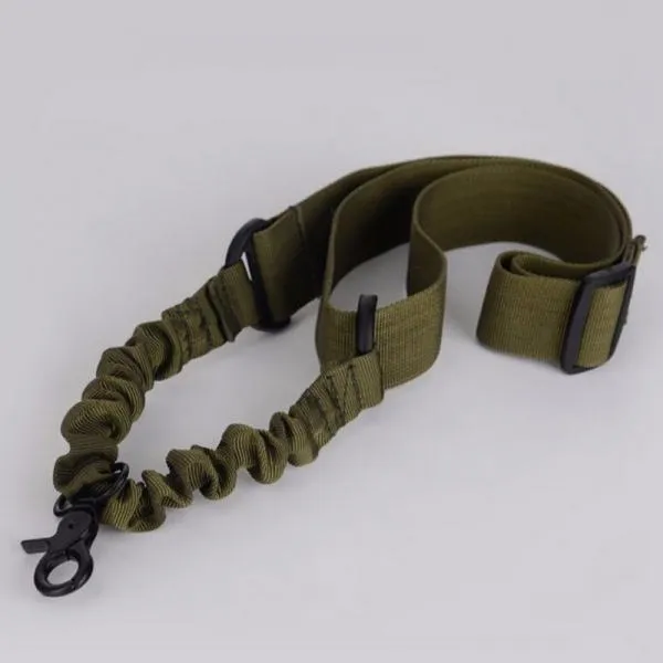 Outdoor Adjustable Bungee Single One Point Sling Elastic Belt Strap Rope Cord with Buckle Army Green