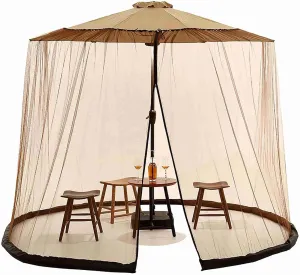 Outdoor Canopy Tent, Patio Umbrella Net, Large Sun Blocking Space, Camping Dome Tent Outdoor Screen with Adjustable Fit, Stable Bottom for 7-11ft Umbrellas (1060CM)
