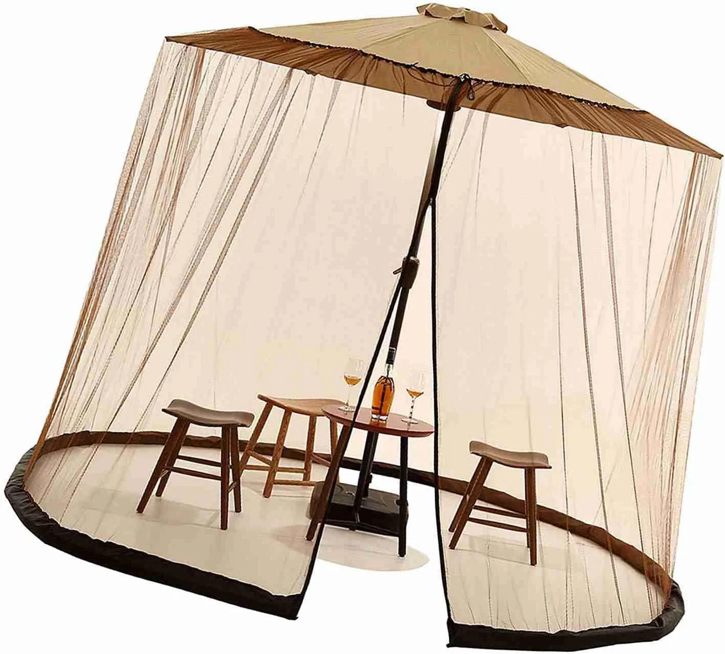Outdoor Canopy Tent, Patio Umbrella Net, Large Sun Blocking Space, Camping Dome Tent Outdoor Screen with Adjustable Fit, Stable Bottom for 7-11ft Umbrellas (1060CM)