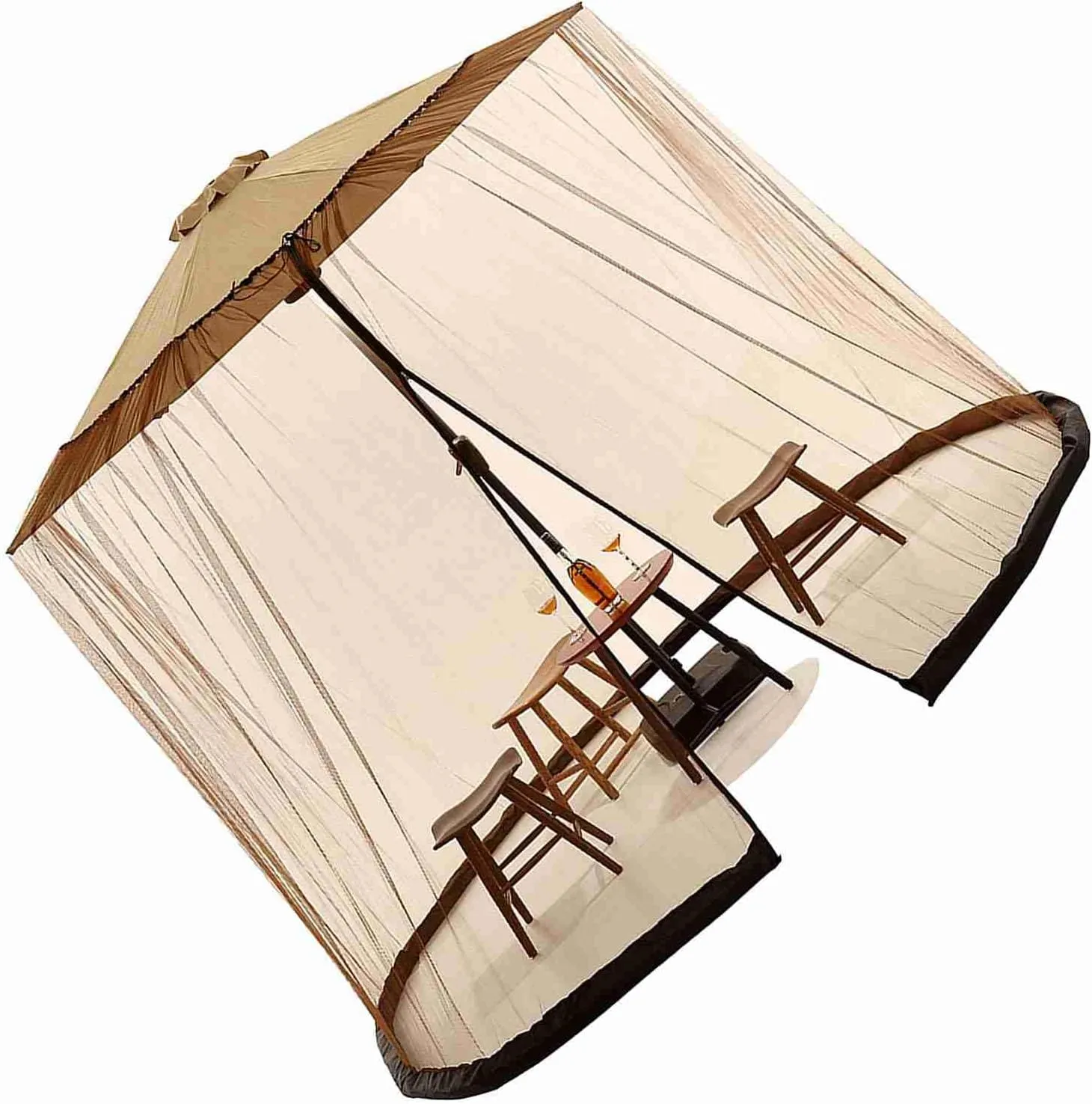 Outdoor Canopy Tent, Patio Umbrella Net, Large Sun Blocking Space, Camping Dome Tent Outdoor Screen with Adjustable Fit, Stable Bottom for 7-11ft Umbrellas (1060CM)