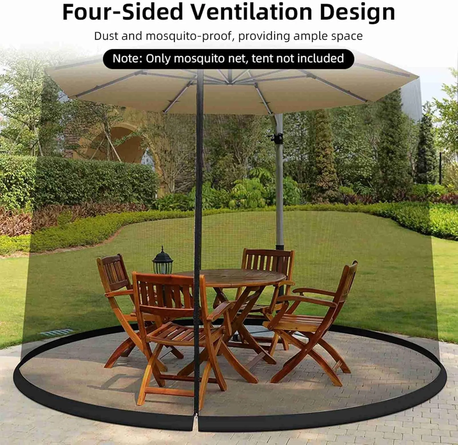 Outdoor Canopy Tent, Patio Umbrella Net, Large Sun Blocking Space, Camping Dome Tent Outdoor Screen with Adjustable Fit, Stable Bottom for 7-11ft Umbrellas (1060CM)