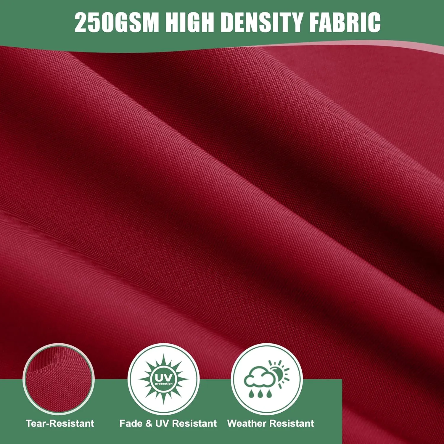 Outdoor Cushions for Patio Furniture, Double-Sided Waterproof Backrest and Seat Cushion Set with Removable Cover, 19 x 19 Inch, Red, 1 Set