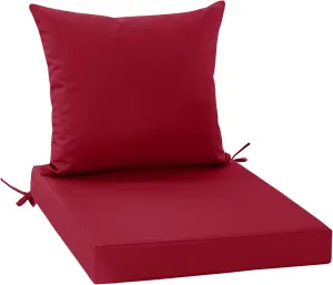 Outdoor Cushions for Patio Furniture, Double-Sided Waterproof Backrest and Seat Cushion Set with Removable Cover, 19 x 19 Inch, Red, 1 Set