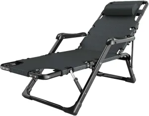 Outdoor Leisure Chair Folding Sun Lounger Reclining Adjustable Backrest Lawn Lounge Chairs for Beach, Garden,Camping,Fishing Max.250kg