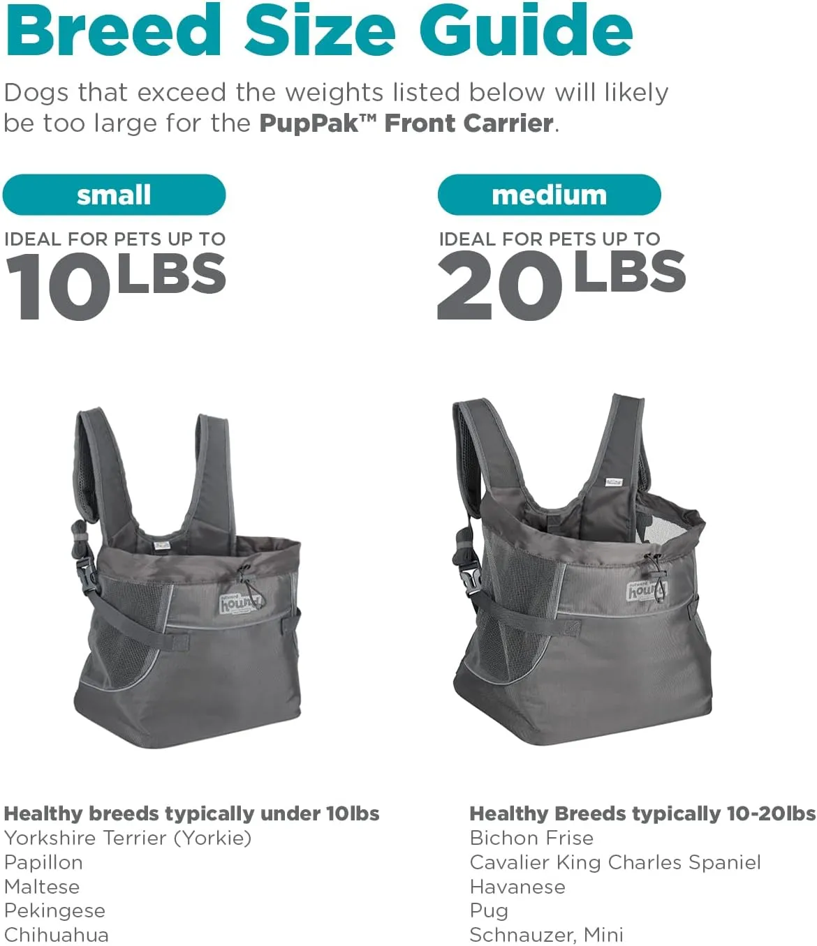 Outward Hound PupPak Dog Front Carrier, Medium, Grey – Hands-Free Hiking & Camping Pet Backpack for Small Pets up to 20 lbs, Padded Straps, Breathable Mesh, Water-Resistant, Safety Clip