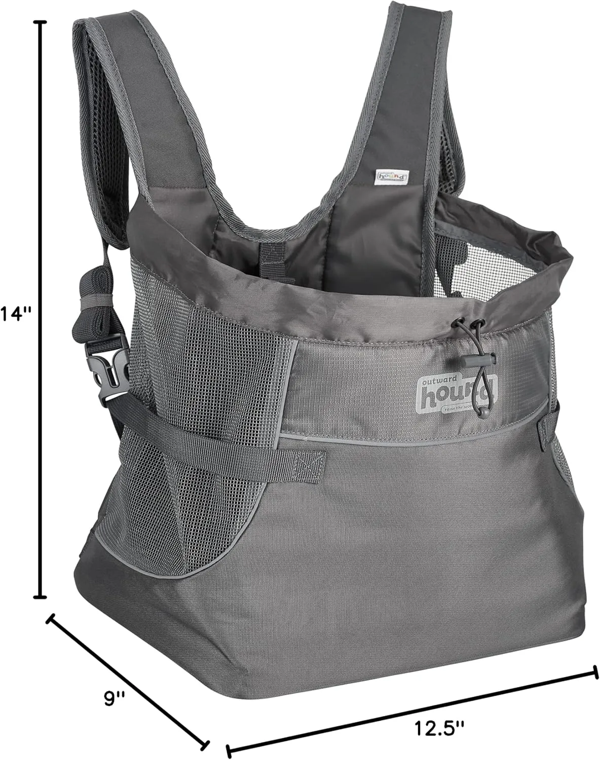 Outward Hound PupPak Dog Front Carrier, Medium, Grey – Hands-Free Hiking & Camping Pet Backpack for Small Pets up to 20 lbs, Padded Straps, Breathable Mesh, Water-Resistant, Safety Clip