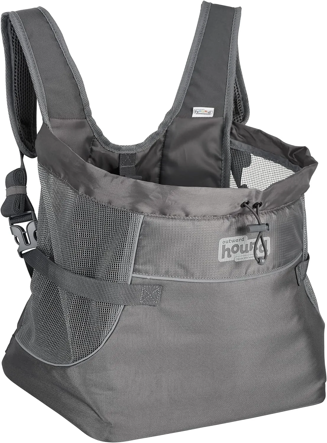 Outward Hound PupPak Dog Front Carrier, Medium, Grey – Hands-Free Hiking & Camping Pet Backpack for Small Pets up to 20 lbs, Padded Straps, Breathable Mesh, Water-Resistant, Safety Clip