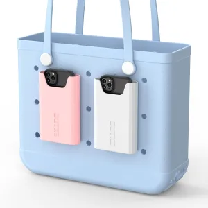 OUTXE 2 Pack Bogg Bag Phone Holder Compatible with All Bogg Bags, Silicone Cell Phone Holder Accessories for Bogg Bag, White and Pink Phone Case Holder Insert for Simply Southern