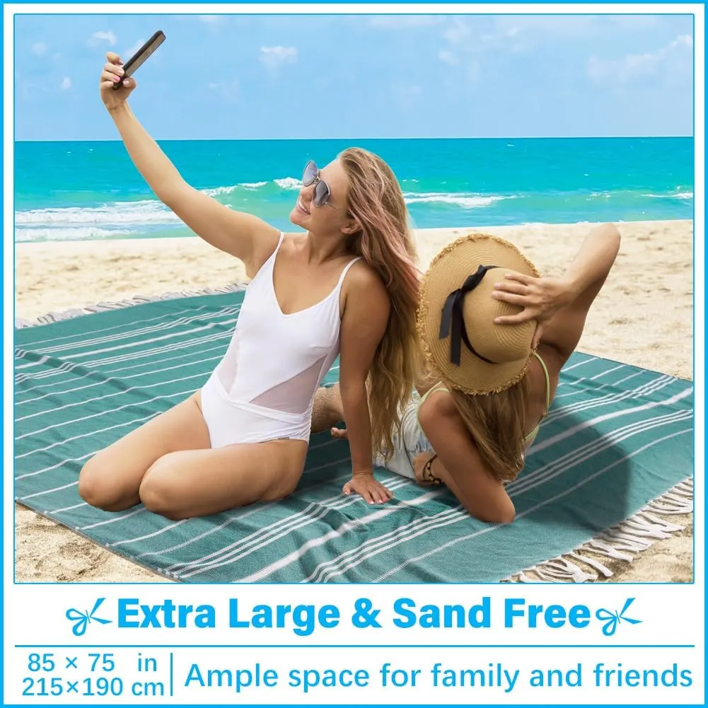 Oversized Turkish Beach Towel Blanket XXL Cotton Sandproof Towels Boho Woven Extra Large Big Sand Free Giant Throw Thick Blankets Huge Quilt XL Picnic Camping Necessities Cloud For Adult Gifts