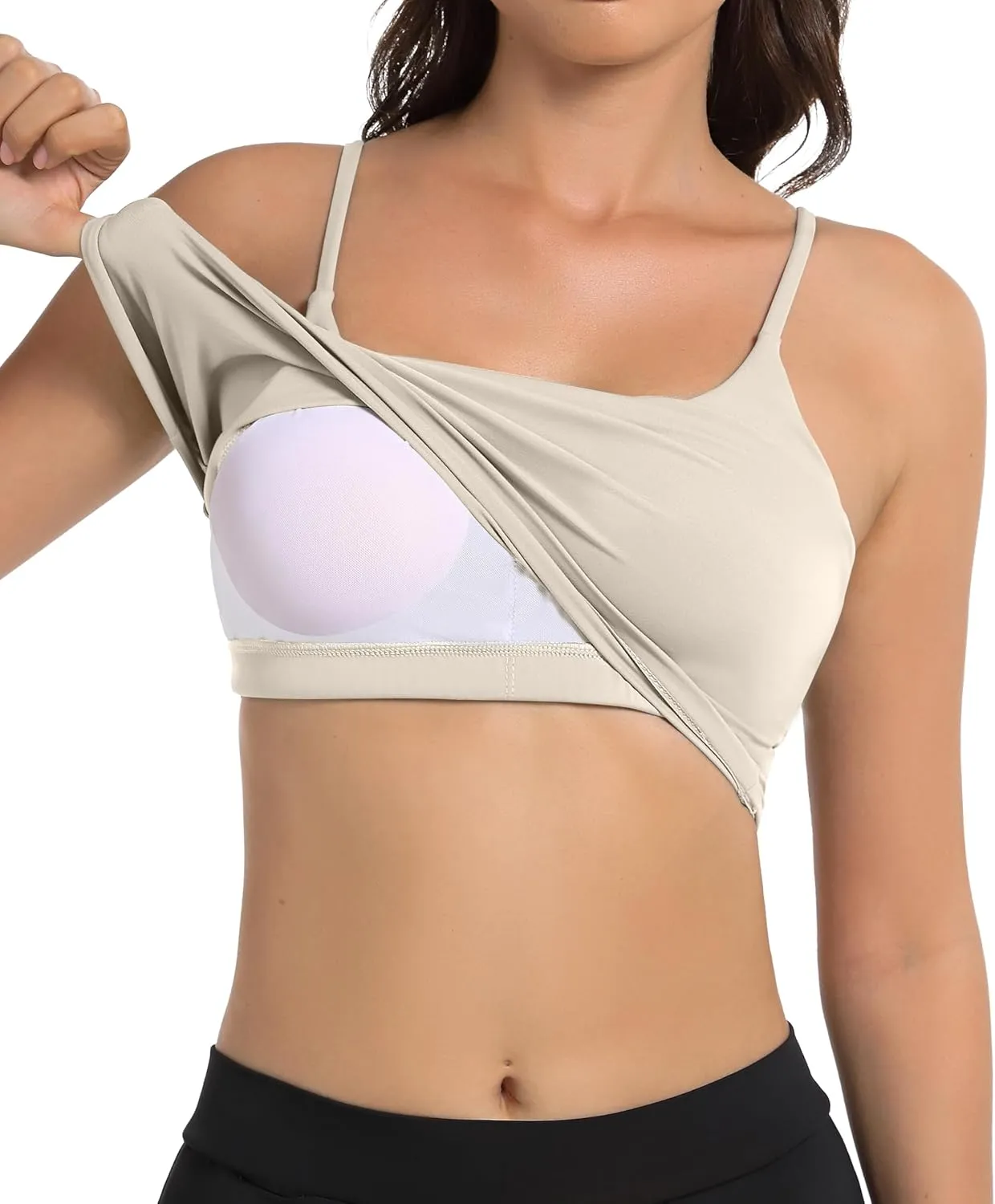 OVESPORT Longline Sports Bras for Women Workout Tank Tops with Built in Bra & Adjustable Straps for Yoga Gym Fitnesss