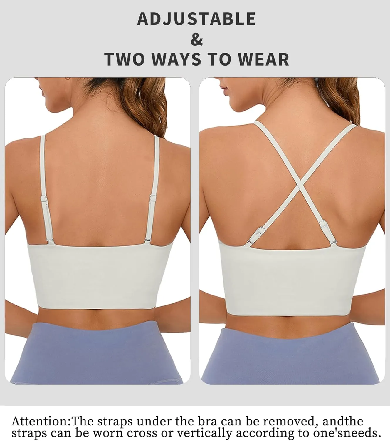 OVESPORT Longline Sports Bras for Women Workout Tank Tops with Built in Bra & Adjustable Straps for Yoga Gym Fitnesss