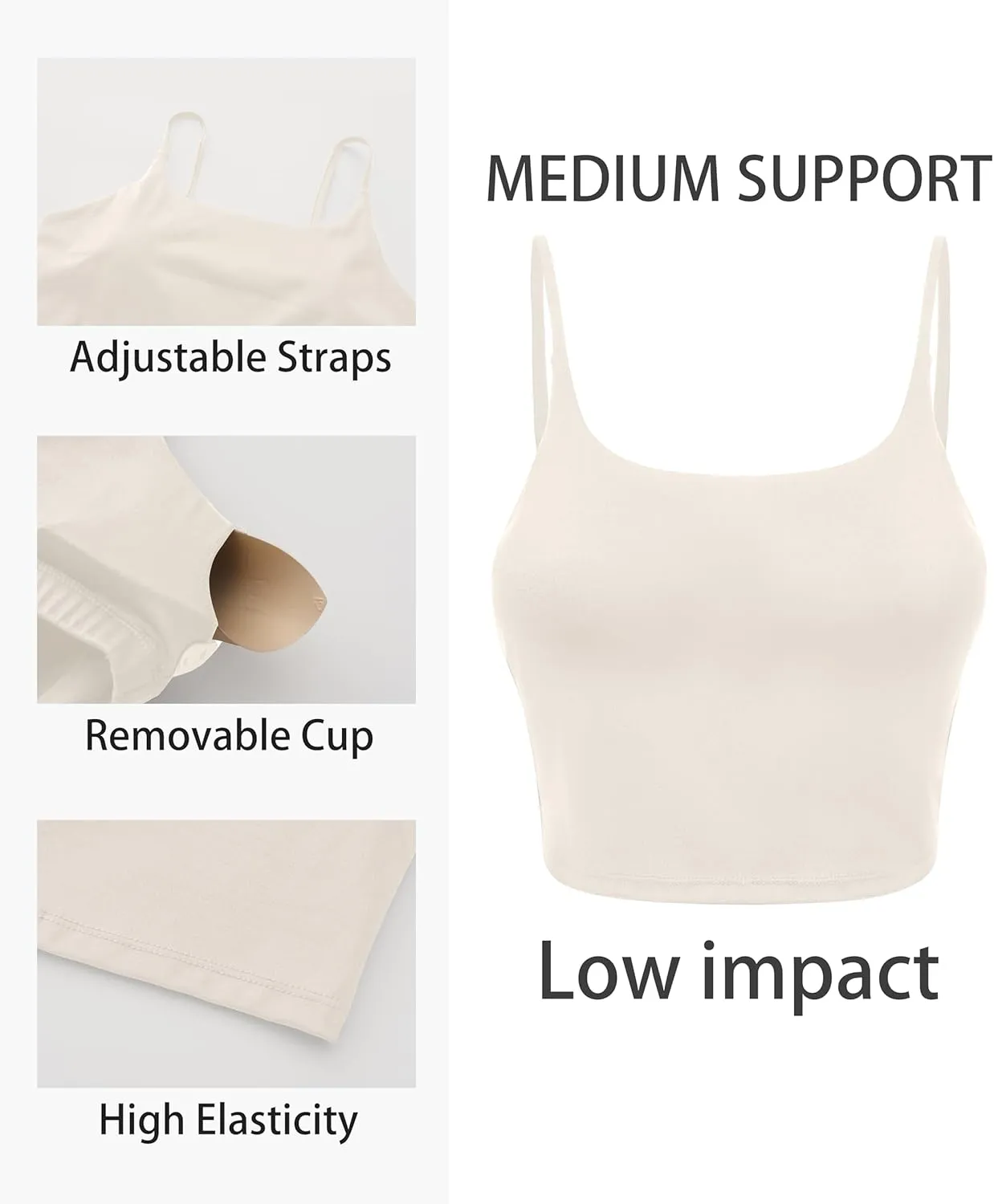 OVESPORT Longline Sports Bras for Women Workout Tank Tops with Built in Bra & Adjustable Straps for Yoga Gym Fitnesss