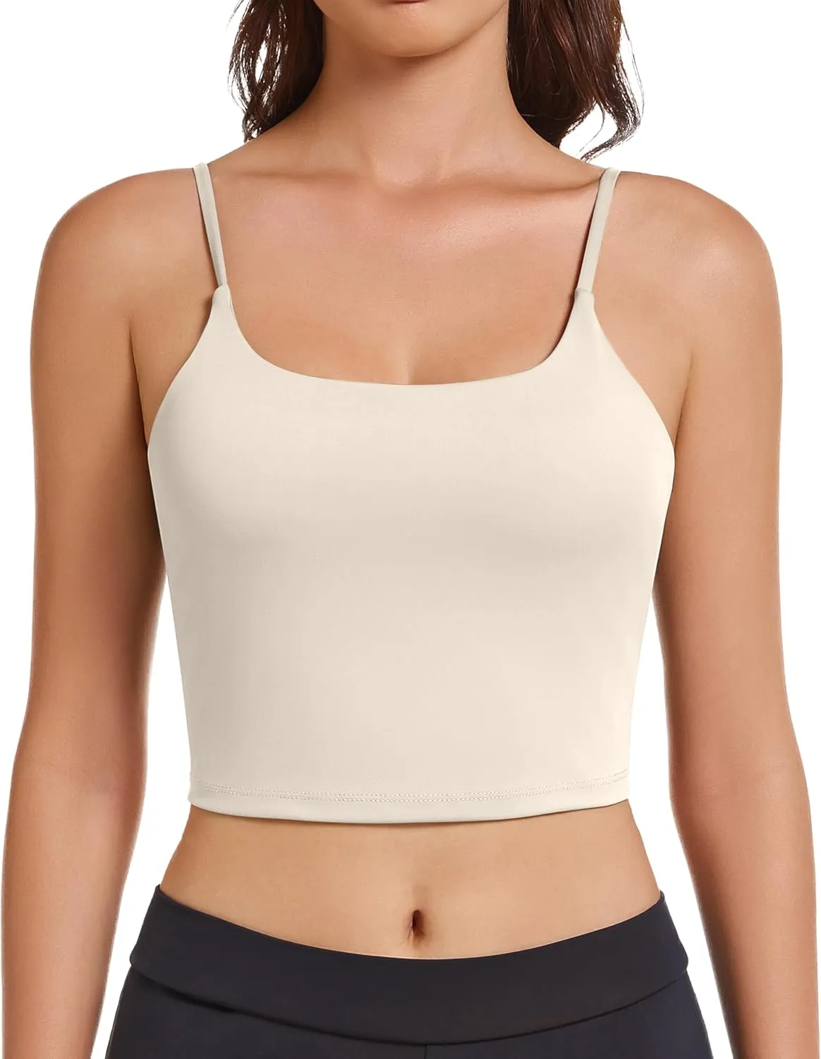 OVESPORT Longline Sports Bras for Women Workout Tank Tops with Built in Bra & Adjustable Straps for Yoga Gym Fitnesss