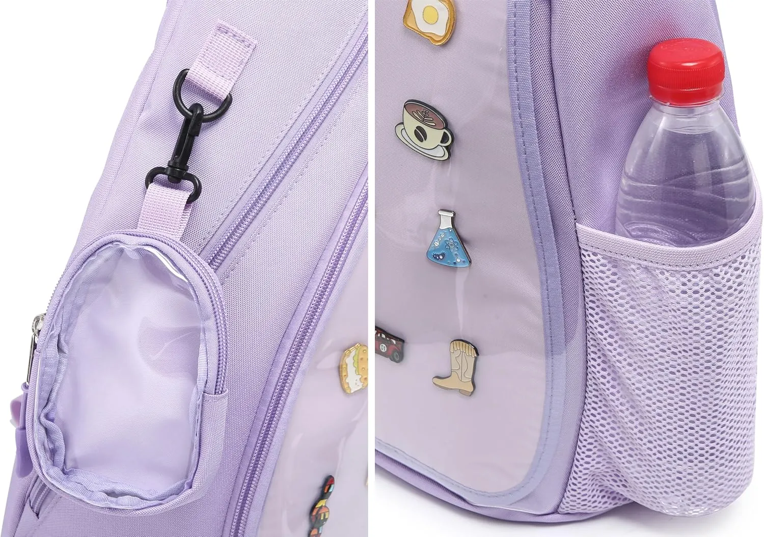 Oxford Ita Bag Kawaii Pin Display Chest Pack Single Shoulder Bag Sport Zipper Backpack Hiking Daypack, Large