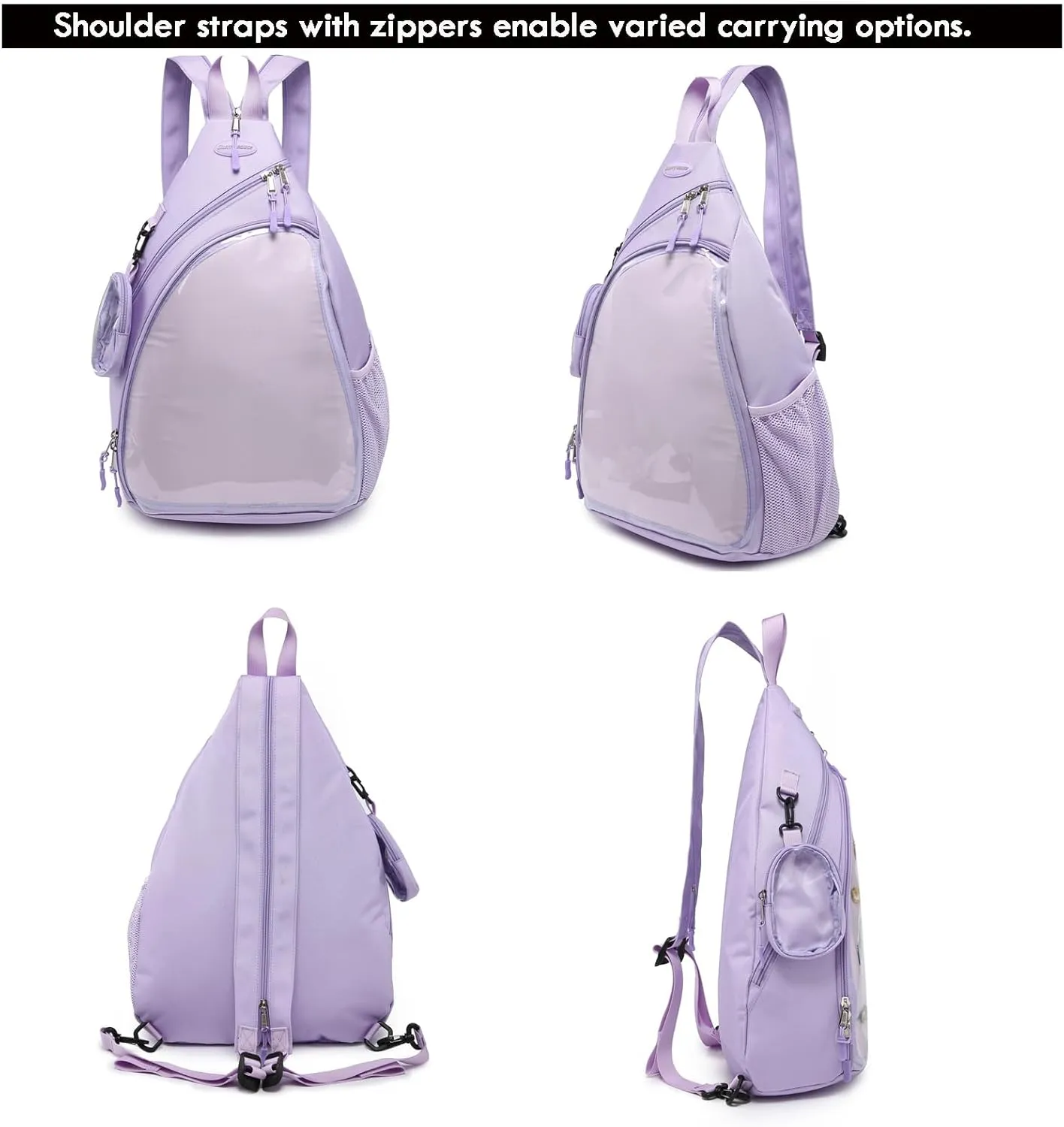 Oxford Ita Bag Kawaii Pin Display Chest Pack Single Shoulder Bag Sport Zipper Backpack Hiking Daypack, Large