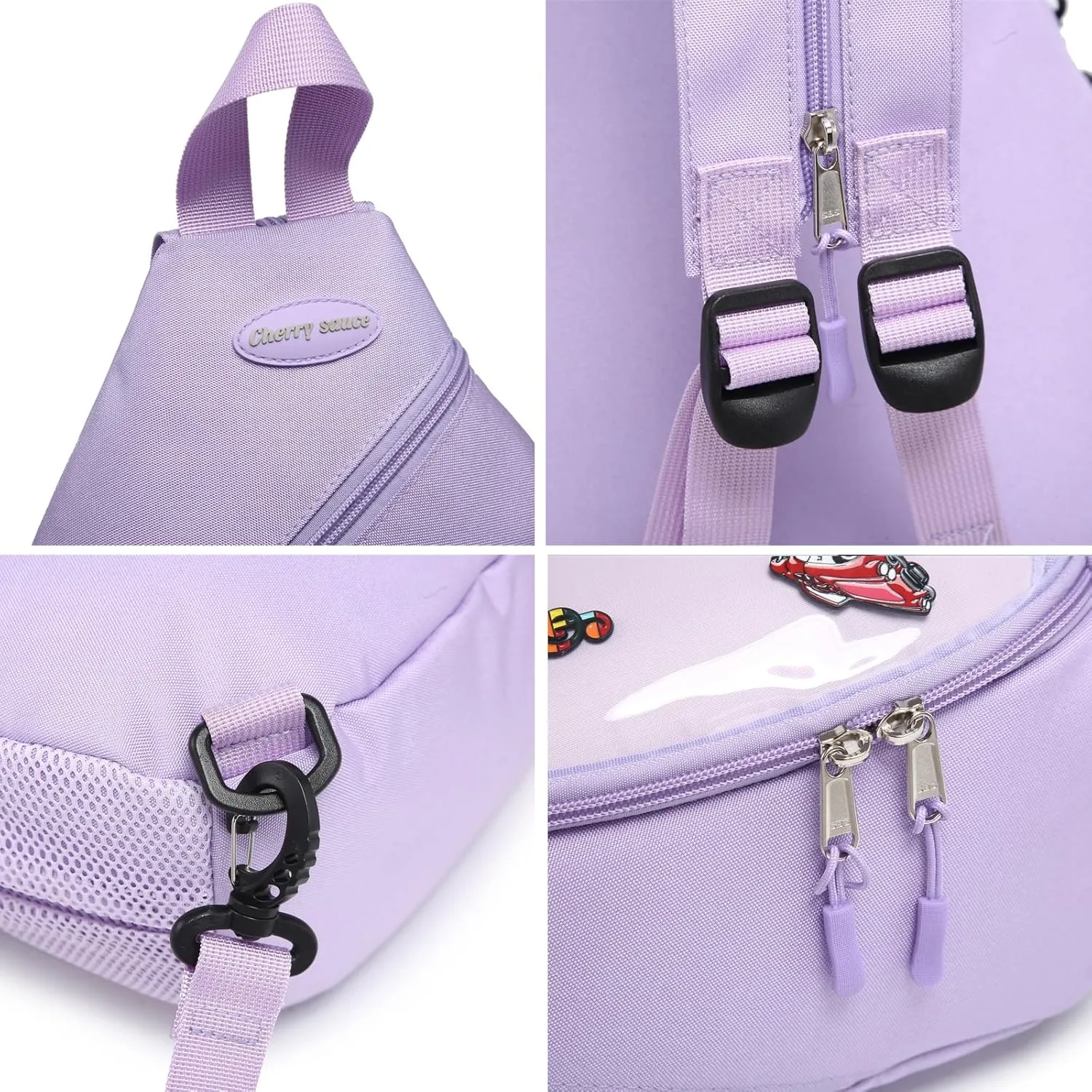 Oxford Ita Bag Kawaii Pin Display Chest Pack Single Shoulder Bag Sport Zipper Backpack Hiking Daypack, Large
