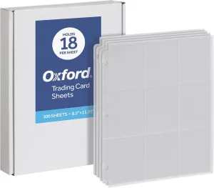 Oxford Poly Trading Card Sheets, Clear Double-Sided Card Sheets, Trading Card Sleeves, Card Sleeves for Binders, 100 PK, 2.5" x 3.5" Pockets (78780)