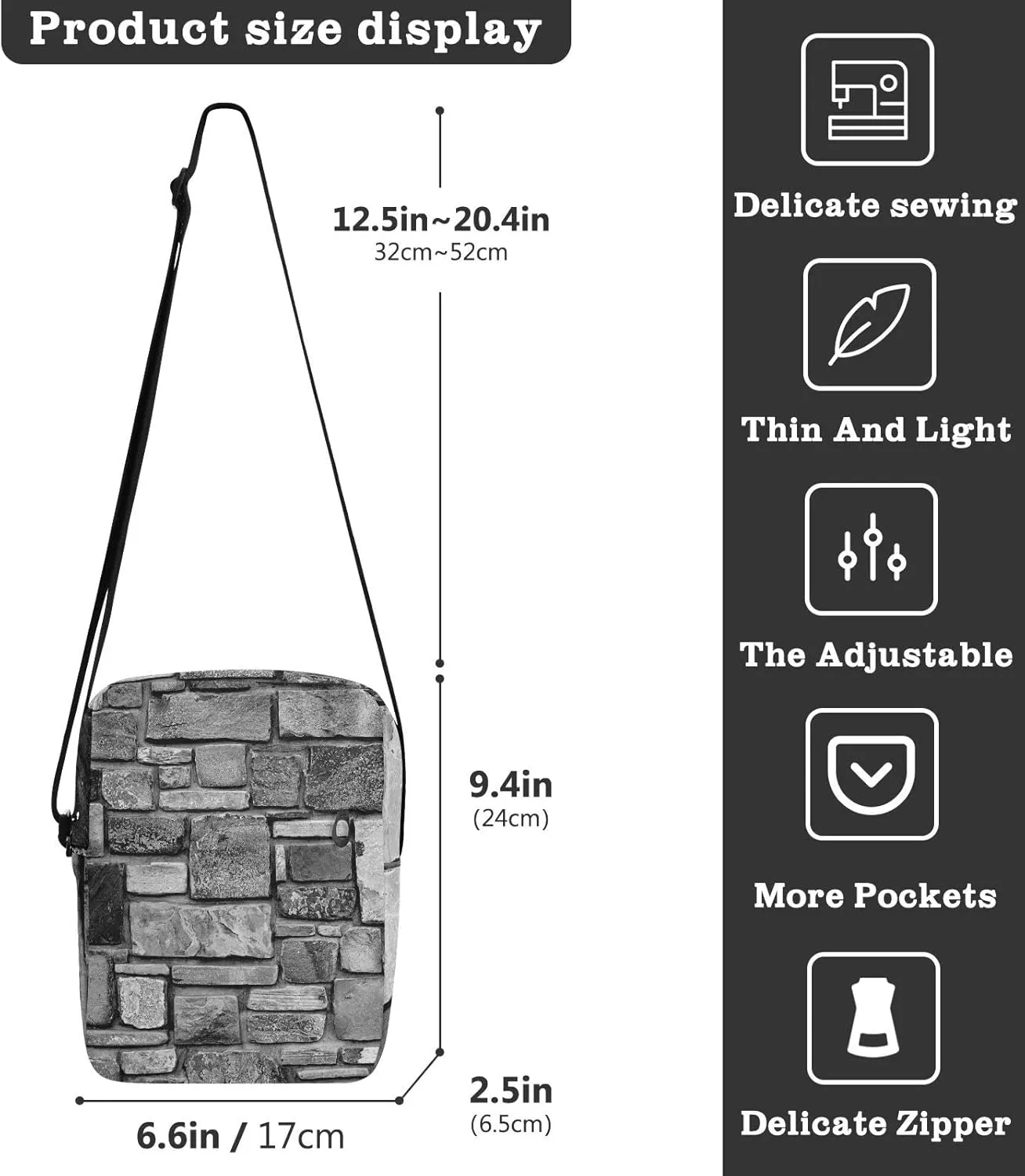 Oyihfvs Messenger Bag, Men's Crossbody Bag, Women's Crossbody Bag with Adjustable Strap