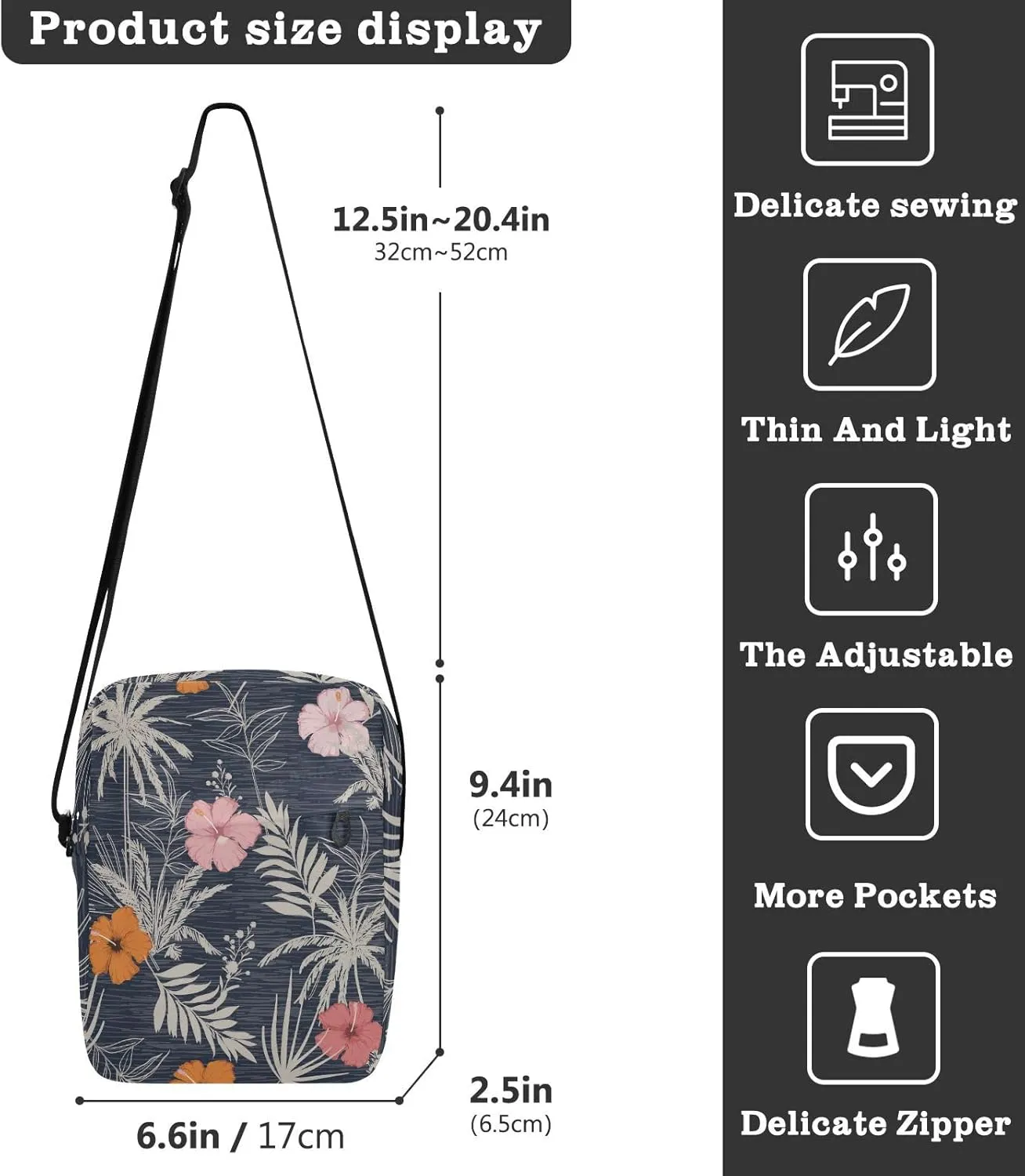 Oyihfvs Messenger Bag, Men's Crossbody Bag, Women's Crossbody Bag with Adjustable Strap