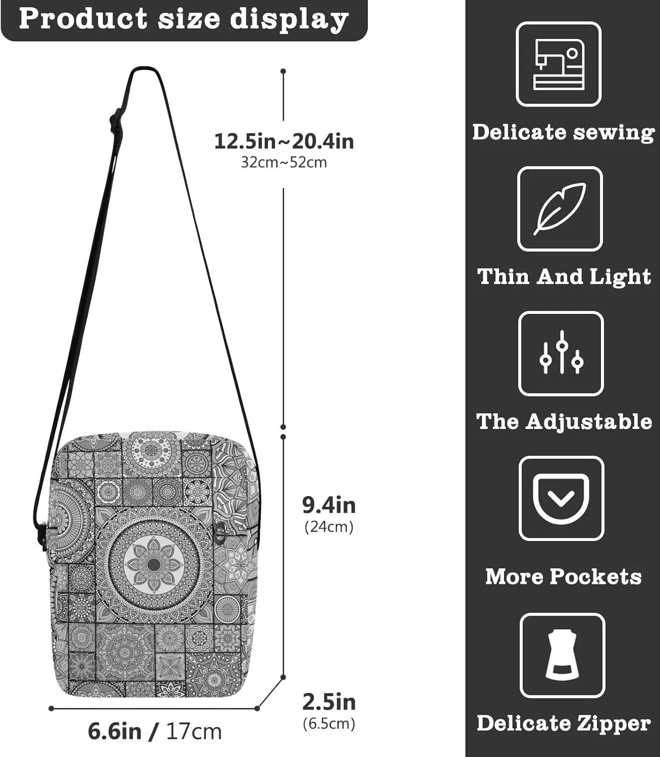 Oyihfvs Messenger Bag, Men's Crossbody Bag, Women's Crossbody Bag with Adjustable Strap
