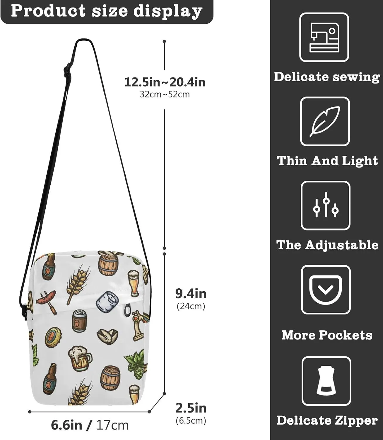 Oyihfvs Messenger Bag, Men's Crossbody Bag, Women's Crossbody Bag with Adjustable Strap