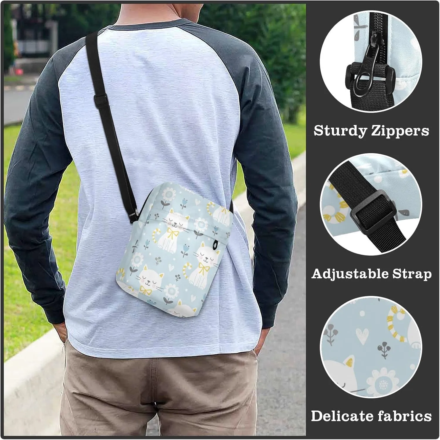 Oyihfvs Messenger Bag, Men's Crossbody Bag, Women's Crossbody Bag with Adjustable Strap